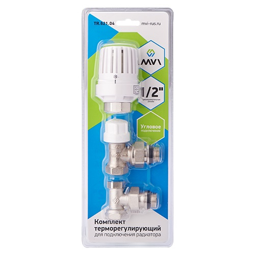 Комплект терморегулирующий угловой для подключения радиатора MVI 3/4", 3 в 1