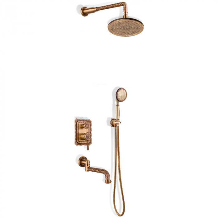 Душевая система Bronze De Luxe WINDSOR 10137R с однорукояточным встраиваемым смесителем для ванны/душа, бронза