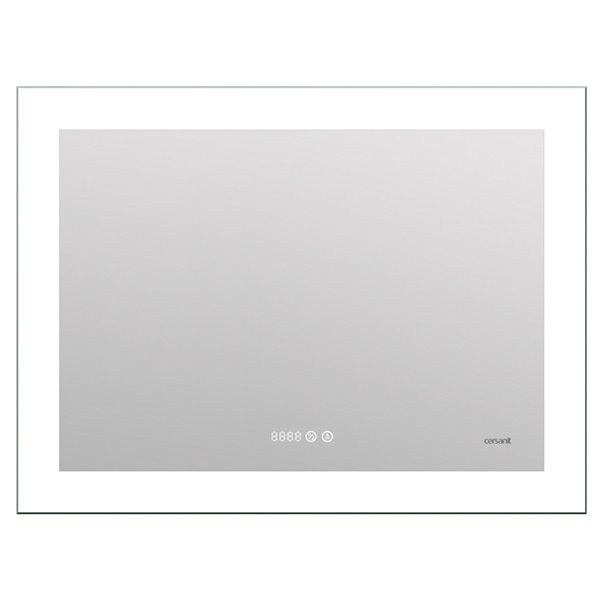 Зеркало Cersanit LED 060 design pro 80x60 с подсветкой часы с антизапотеванием прямоугольное