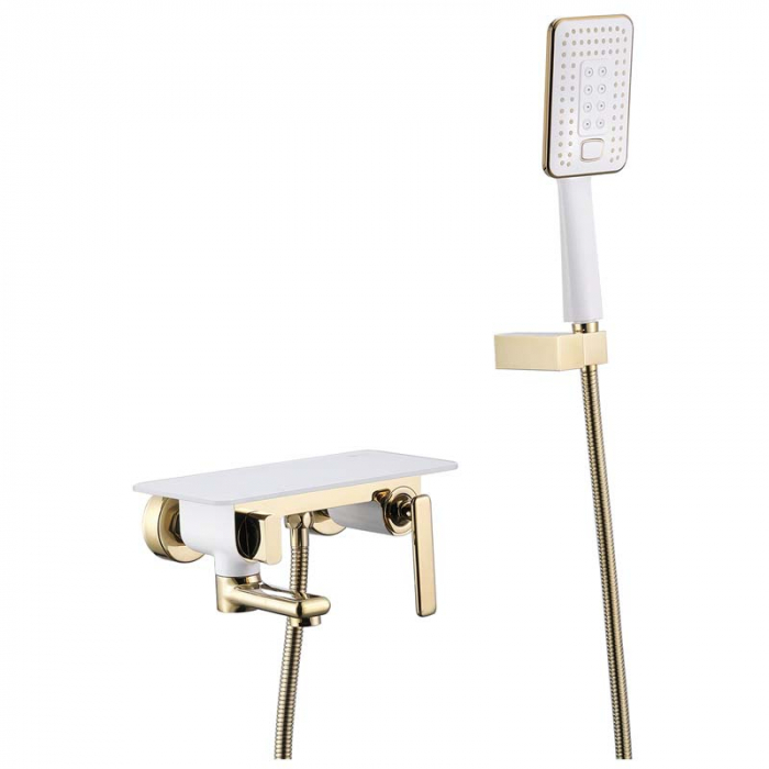 Смеситель для ванны LeMark MISTA LM6414WG однорукояточный, белый/золото