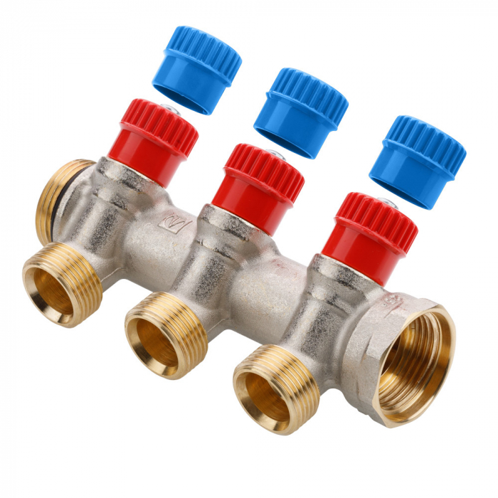 Коллектор с запорными клапанами Valtec VTc.560.NE.060503 1"-3/4"ЕК×03 латунь