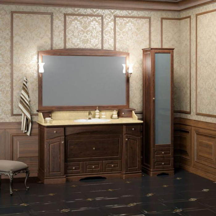 Комплект мебели для ванной комнаты Opadiris ЛУЧИЯ 150, с одной раковиной, орех антикварный