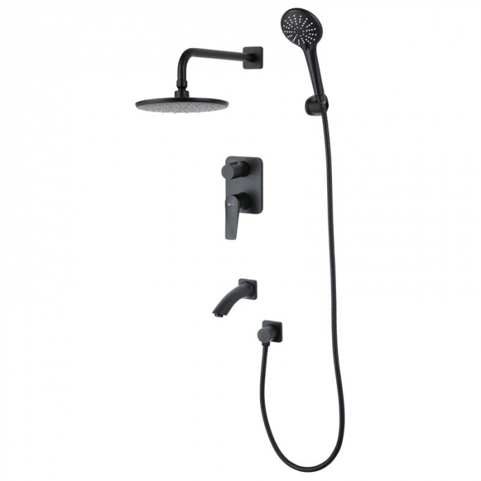 Смеситель для ванны LeMark BRONX LM3722BL однорукояточный, встраиваемый в стену, черный