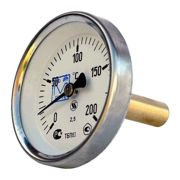 Термометр биметаллический торцевой ТБП63/050/Т-(0-120)С-G1/2