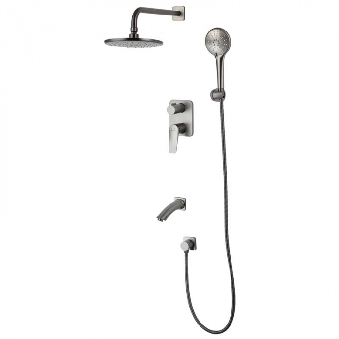 Смеситель для ванны LeMark BRONX LM3722GM однорукояточный, встраиваемый в стену, графит