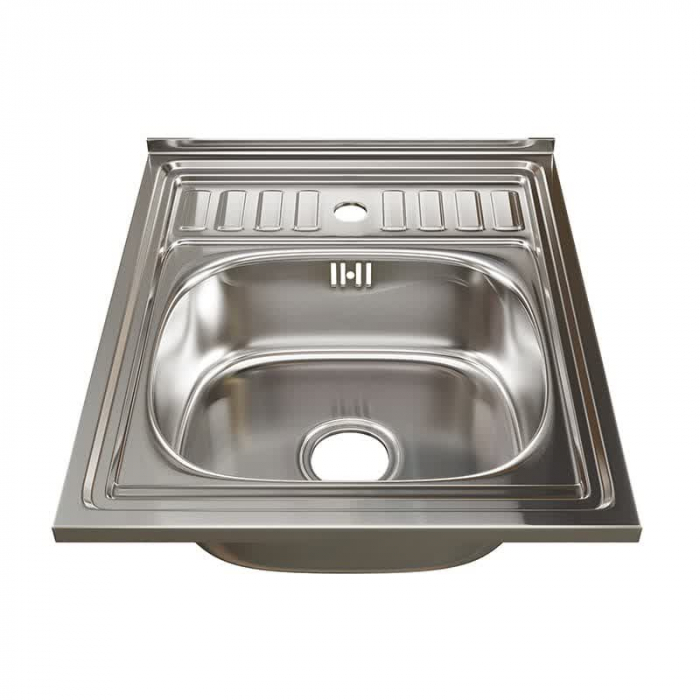 Мойка кухонная накладная MixLine 500x600/180-0,8 вып. 3 1/2 нержавеющая сталь, с сифоном