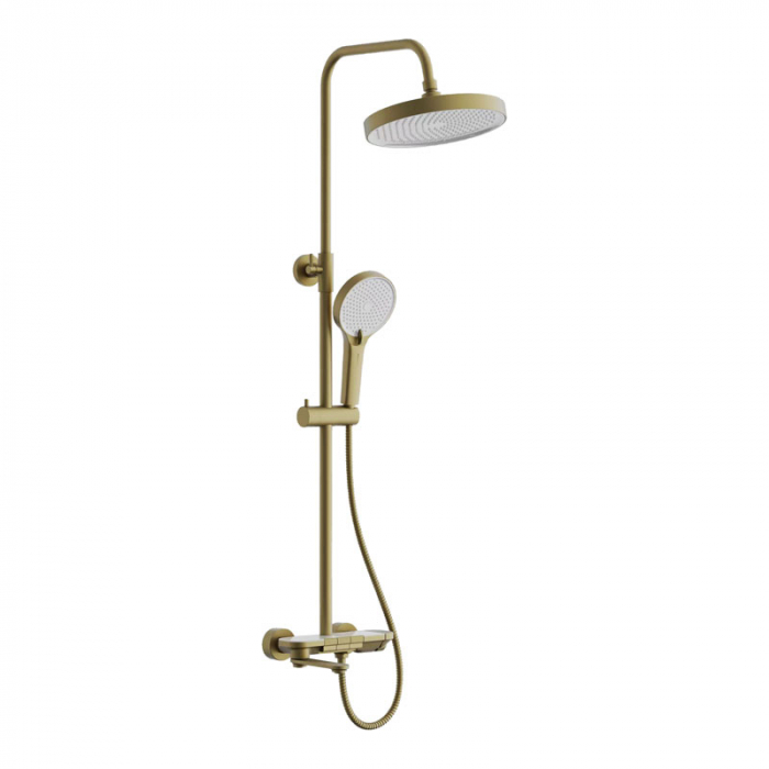 Душевая система BELZ B25713-5 с однорукояточным смесителем для ванны/душа, золото