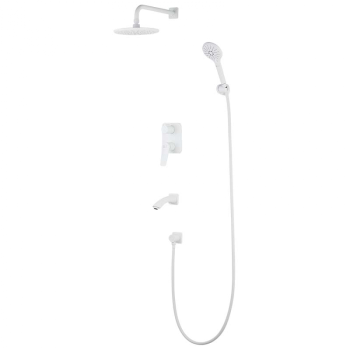 Смеситель для ванны LeMark BRONX LM3722MW однорукояточный, встраиваемый в стену, белый/матовый