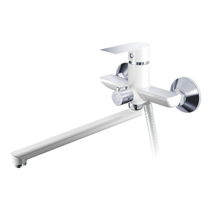 Смеситель для ванны Haiba HB22505-8 однорукояточный, длинный излив, белый/хром