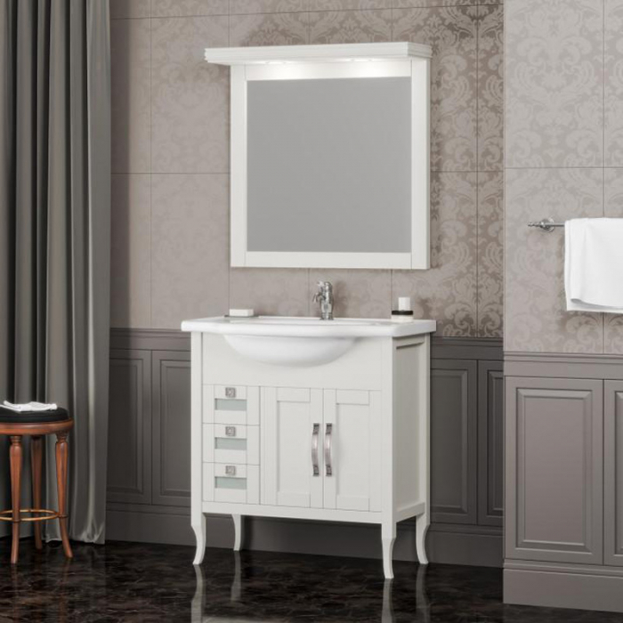 Комплект мебели для ванной комнаты Opadiris МИРАЖ 80, слоновая кость