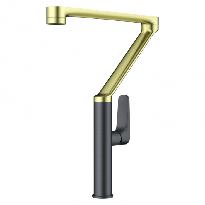 Смеситель для кухни Omoikiri TARA-LG-GM латунь/светлое золото/вороненая сталь