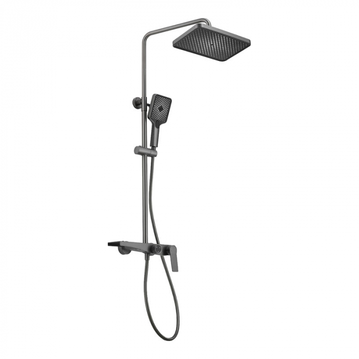 Душевая система BELZ B24572-3 с однорукояточным смесителем для ванны/душа, оружейная сталь