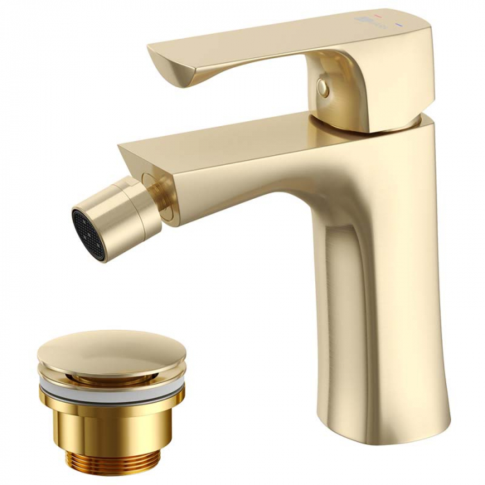 Смеситель для биде LeMark URSUS LM7208BG однорукояточный, на биде, брашированное золото