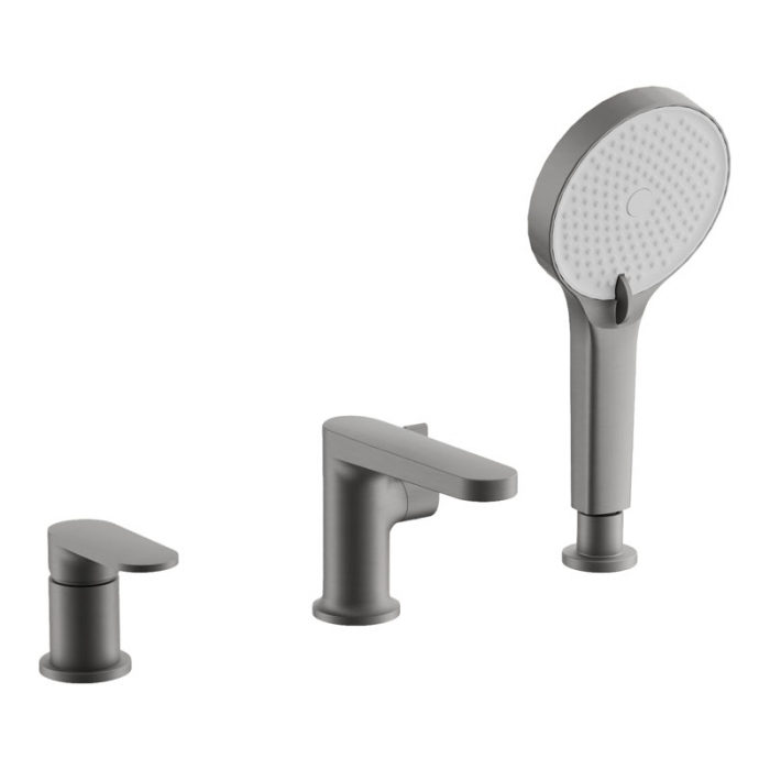 Смеситель для ванны BELZ B66713-3 однорукояточный, встраиваемый набортный, оружейная сталь