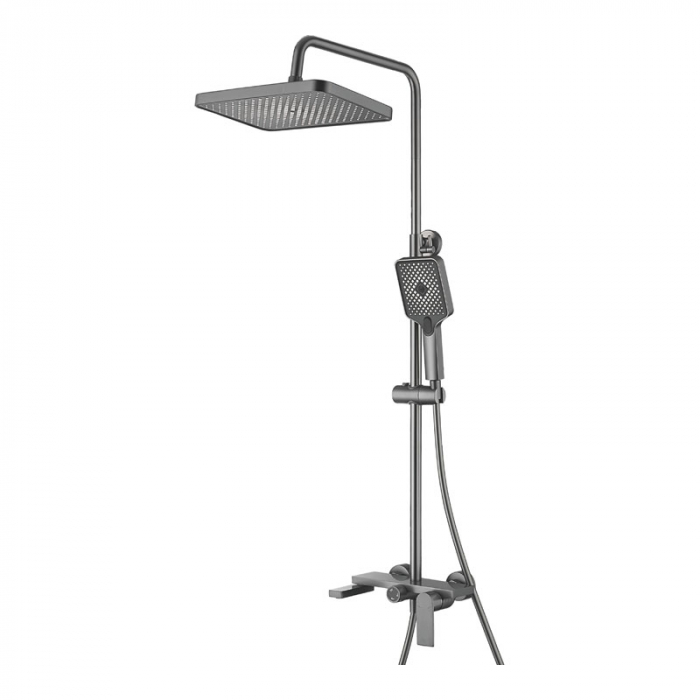 Душевая система BELZ B24678-3 с однорукояточным смесителем для ванны/душа, оружейная сталь