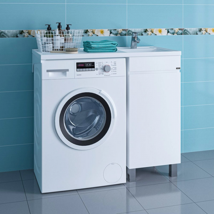 Тумба для раковины Санта Марс-38 1 дверь, напольная (ум. Лидер 1000 литьевой мрамор) 700221