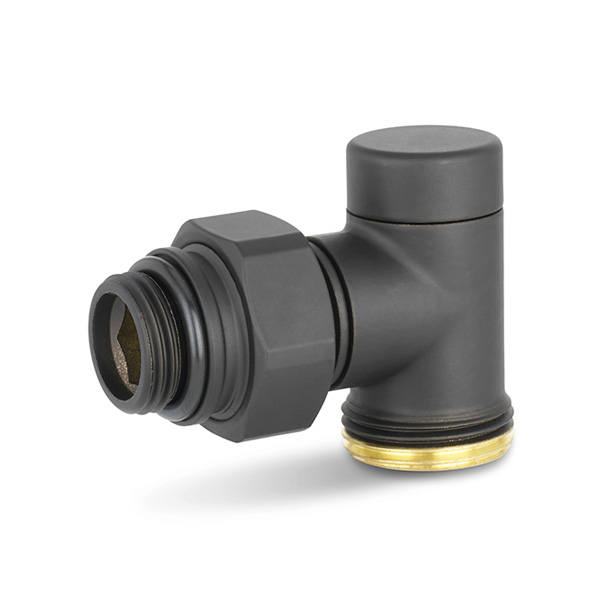 Узел нижнего подключения радиатора угловой одинарный Varmega VMDV22 1/2"×3/4"EK черный