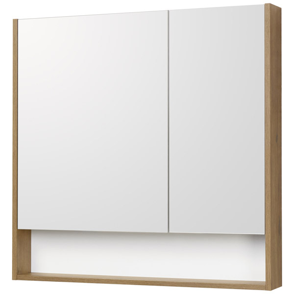 Зеркальный шкаф Акватон Сканди 90 белый, дуб рустикальный 1A252302SDZ90