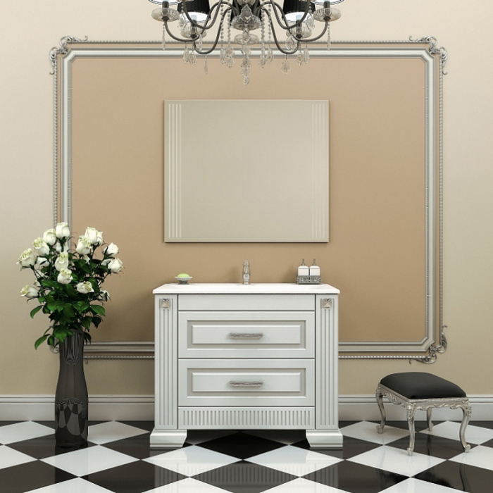 Комплект мебели для ванной комнаты Opadiris ОНИКС 100, белый/серебро