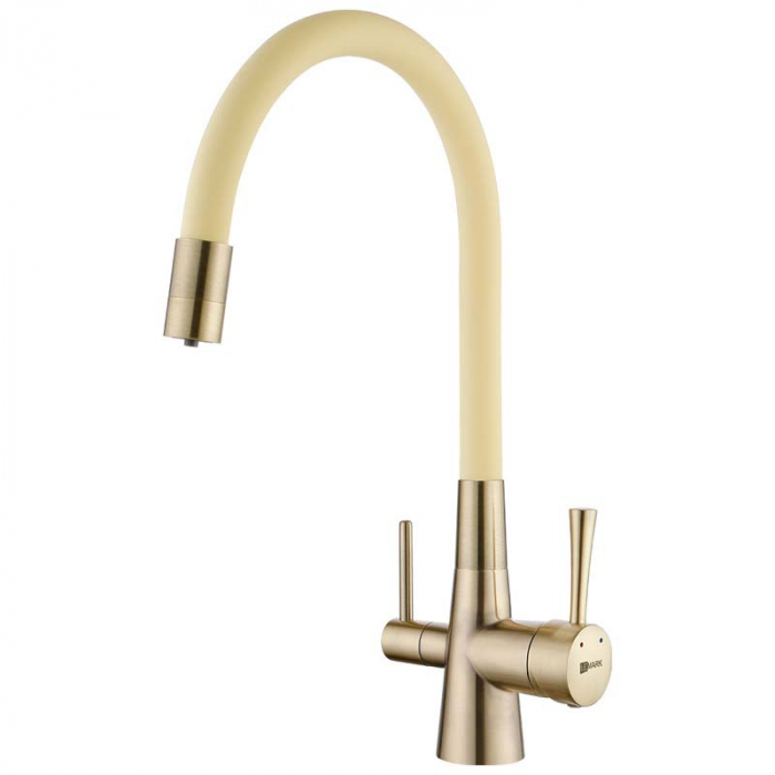 Смеситель для кухни LeMark COMFORT LM3075B-Beige однорукояточный, с переключателем на фильтр, бронза/бежевый