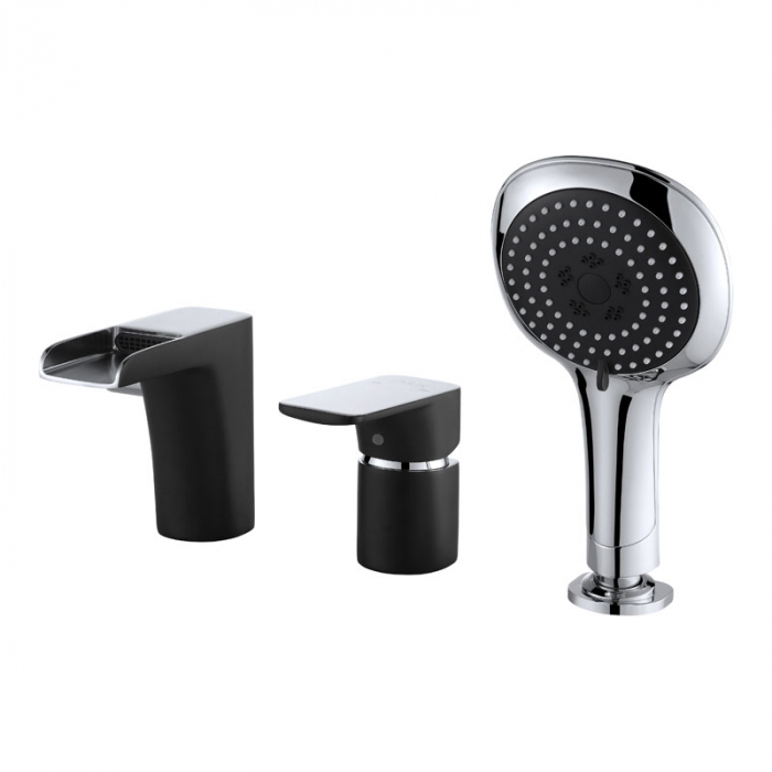 Смеситель для ванны D&amp;K Berlin.Technische однорукояточный, встраиваемый на борт ванны, черный/хром DA1434215