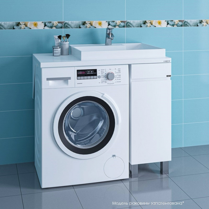 Тумба для раковины Санта Марс-29 1 дверь, напольная (ум. Юпитер-90×50 литьевой мрамор) 700290