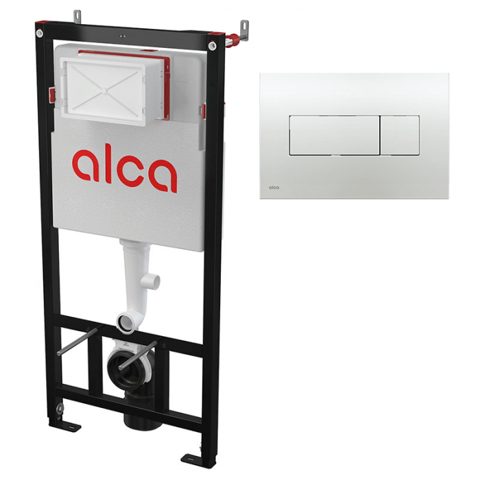 Комплект инсталляции 3 в 1 AlcaDrain AM101/1120+M371 с хромированной клавишей смыва