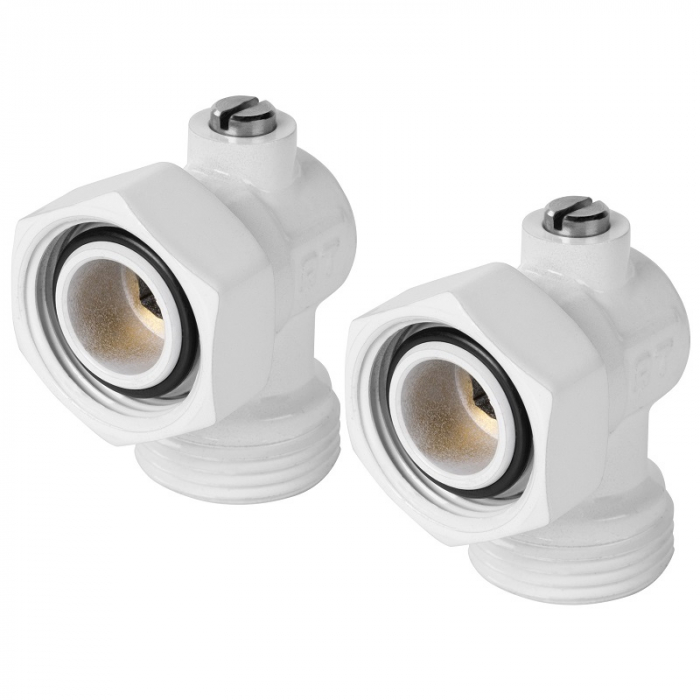 Набор нижнего подключения радиатора угловой раздельный Royal Thermo 3/4"х3/4" EK белый