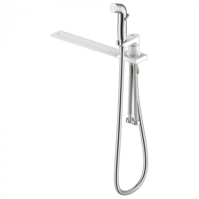 Смеситель для гигиенического душа LeMark SOLO LM7170CW однорукояточный, на унитаз, хром/белый