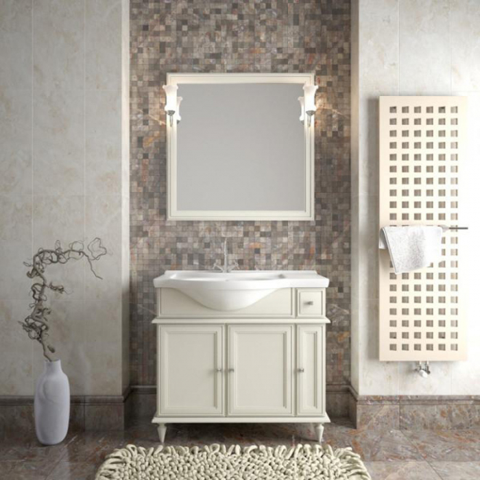 Комплект мебели для ванной комнаты Opadiris САНРАЙЗ 90, левый, слоновая кость