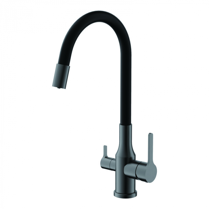 Смеситель для кухни BELZ B76814-3 однорукояточный, оружейная сталь