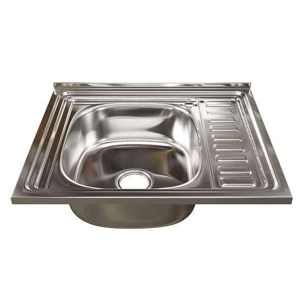 Мойка кухонная накладная MixLine 600x500/180-0,8 L вып. 3 1/2 нержавеющая сталь, с сифоном