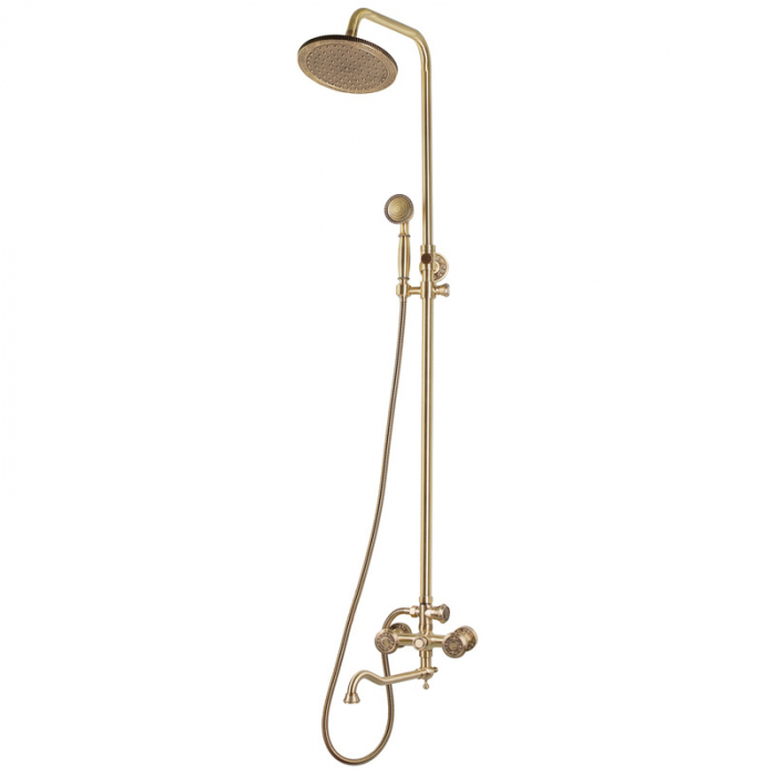 Душевая система Bronze De Luxe ROYAL 10121DR с двухрукояточным смесителем для ванны/душа, бронза