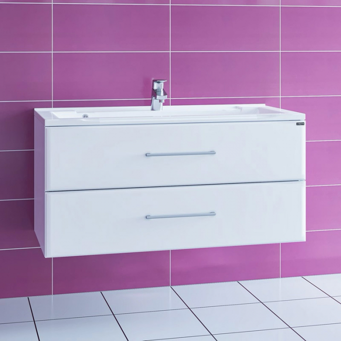 Тумба для раковины Санта Омега-100 2 ящика подвесная (ум. Elen-100 литьевой мрамор) 207028