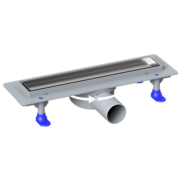 Душевой лоток Loranto PRIME SKALA 50 см боковой сток, решетка из нержавеющей стали, сухой затвор, под плитку