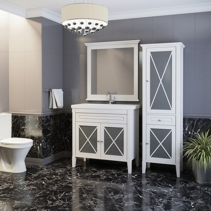 Комплект мебели для ванной комнаты Opadiris ПАЛЕРМО 90, белый матовый