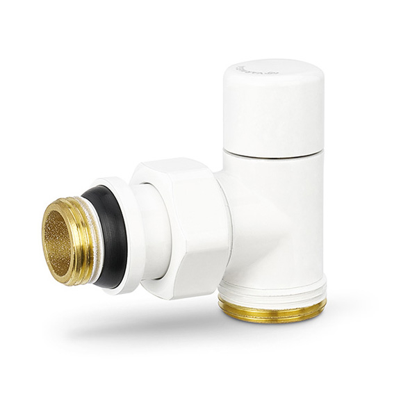 Клапан радиаторный настроечный угловой Varmega VMDV03 DN15 (1/2"×3/4"EK) белый