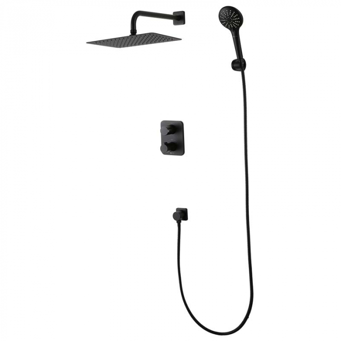 Смеситель для ванны LeMark BRONX LM3749BL термостатический, встраиваемый в стену, черный