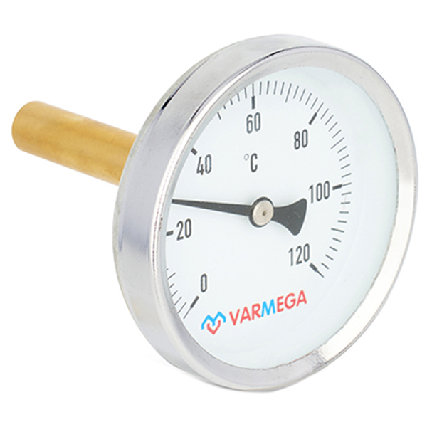 Термометр биметаллический Varmega 63 мм (0...+120 °C) G1/2 штуцер 50 мм