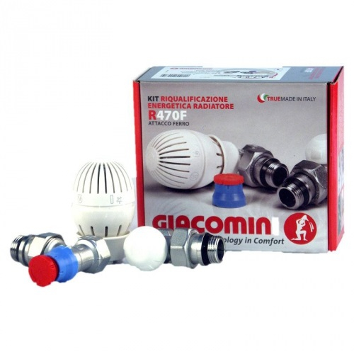 Комплект для отопительных приборов термостатический прямой Giacomini R470F DN15 (1/2")