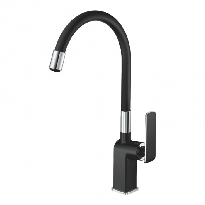 Смеситель для кухни Haiba HB73548-7 однорукояточный, черный/хром