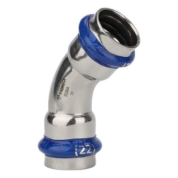 Угольник 45° двухраструбный 15 Varmega Inox Press