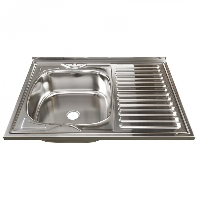 Мойка кухонная накладная MixLine 800x600/160-0,4 R вып. 3 1/2 нержавеющая сталь, с сифоном