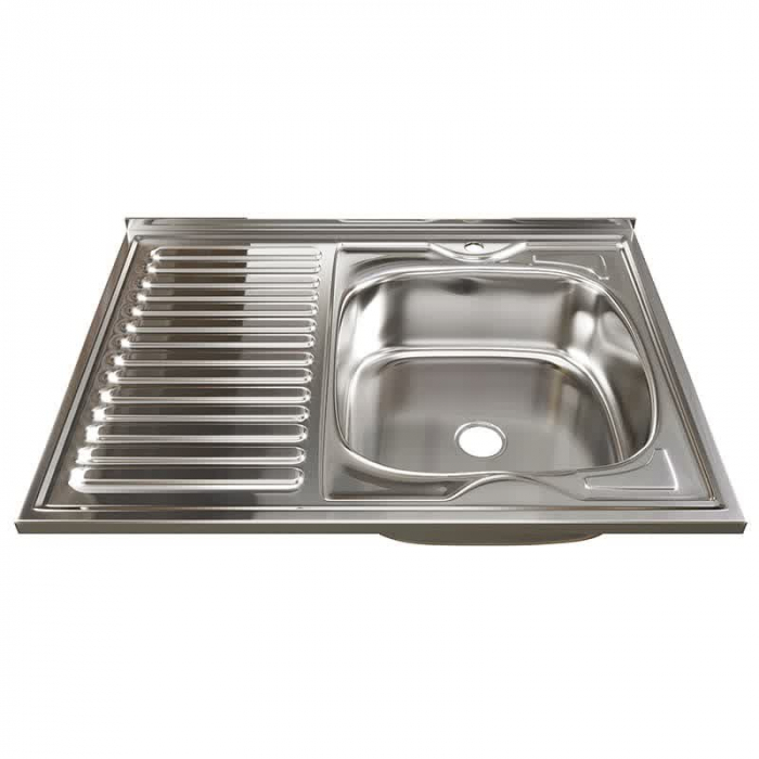 Мойка кухонная накладная MixLine 800x600/160-0,4 R вып. 3 1/2 нержавеющая сталь, с сифоном