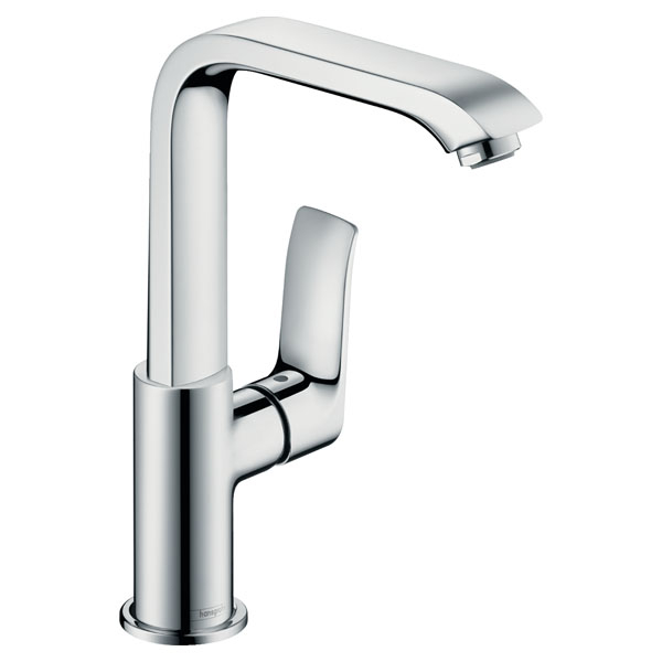 Смеситель для раковины Hansgrohe Metris однорукояточный, 230, поворотный излив, без сливного гарнитура, хром (31081000)
