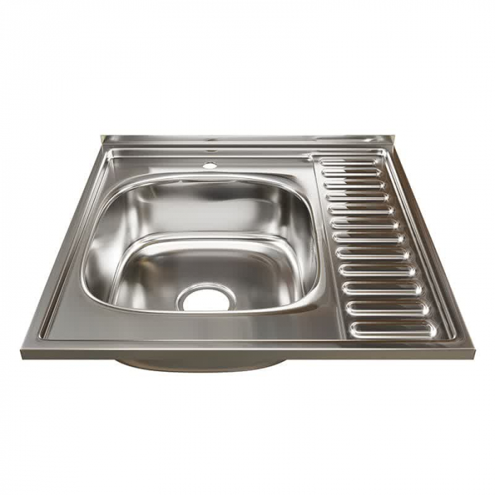 Мойка кухонная накладная MixLine 600x600/160-0,6 L вып. 3 1/2 нержавеющая сталь, с сифоном