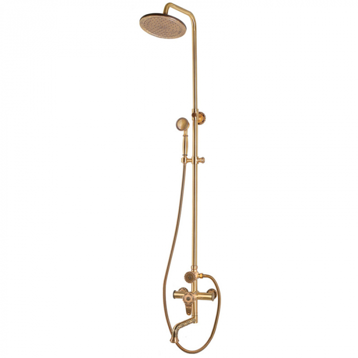 Душевая система Bronze De Luxe ROYAL 10121PR с двухрукояточным смесителем для ванны/душа, бронза