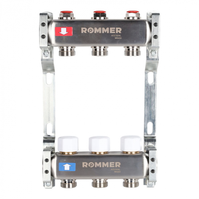 Коллекторная группа Rommer RMS-3200-000003 1"-3/4"EK×03 с запорными клапанами