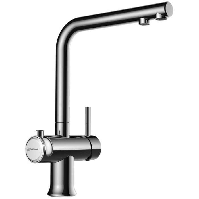 Смеситель для кухни Omoikiri HOTARU-C-WH однорукояточный, с переключателем на фильтр, хром/белый