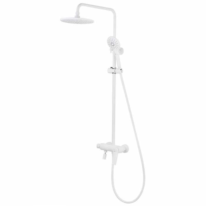 Душевая система LeMark BRONX LM3762MW однорукояточный, с поворотным изливом, регулируемая высота, белый/матовый